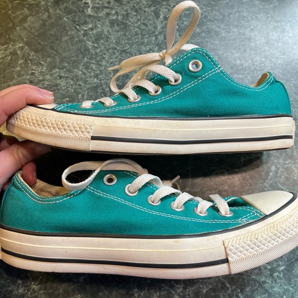 Converse All Star Low Top Teal Canvas Sneakers - Picture 4 of 8